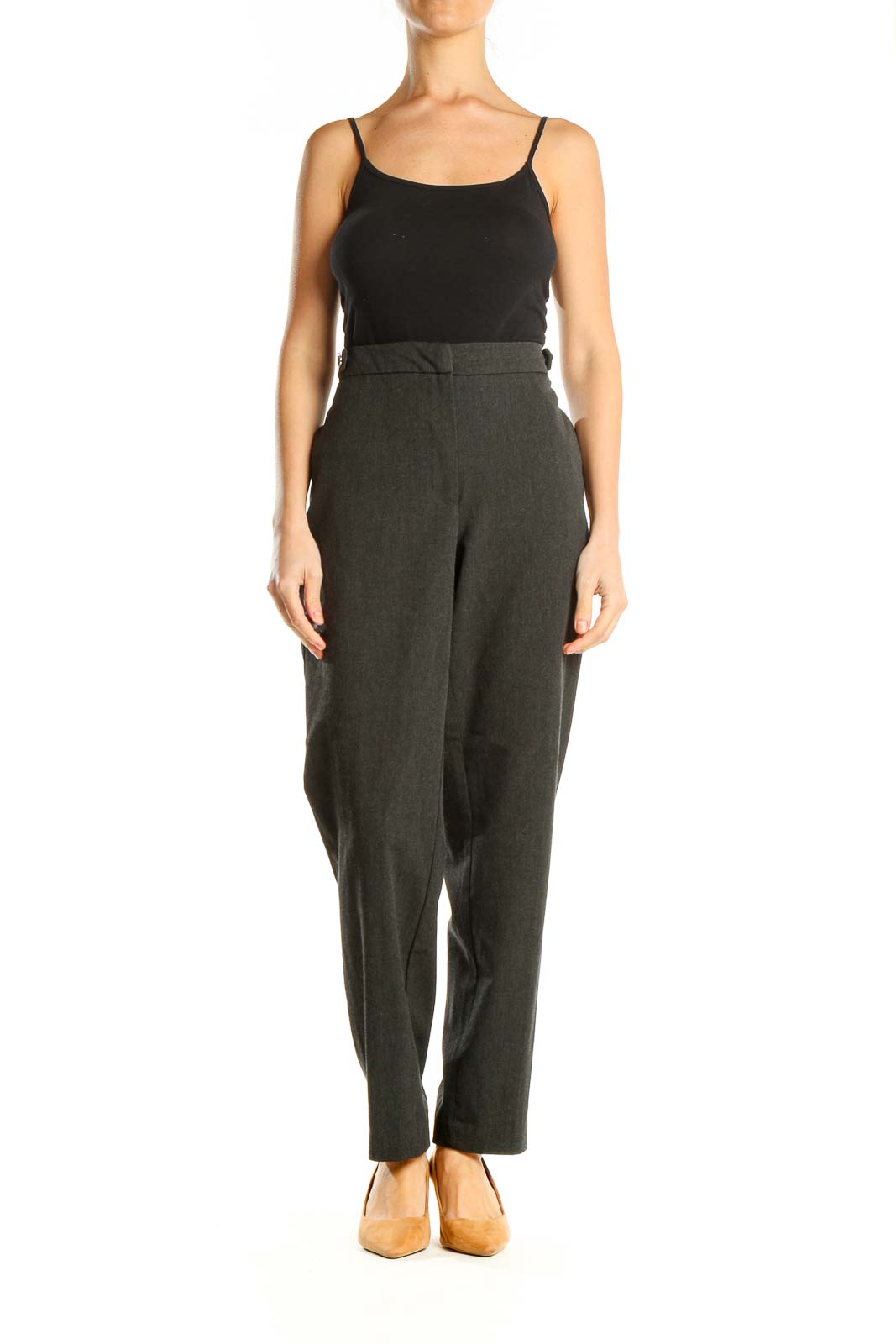 Gray Textured Classic Trousers