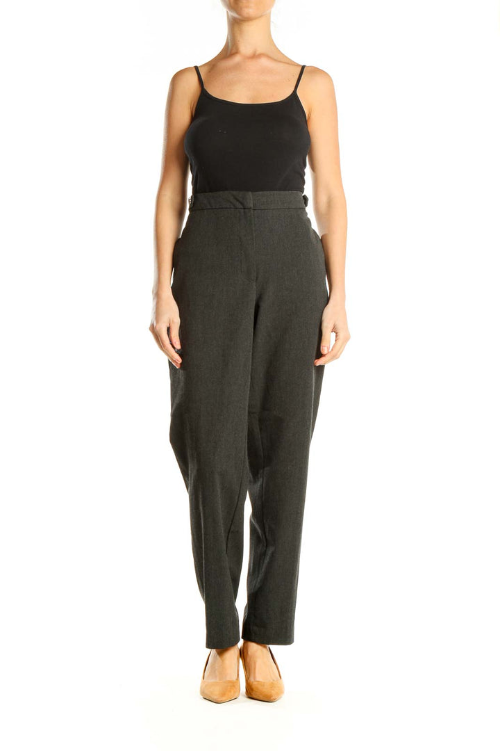 Gray Textured Classic Trousers