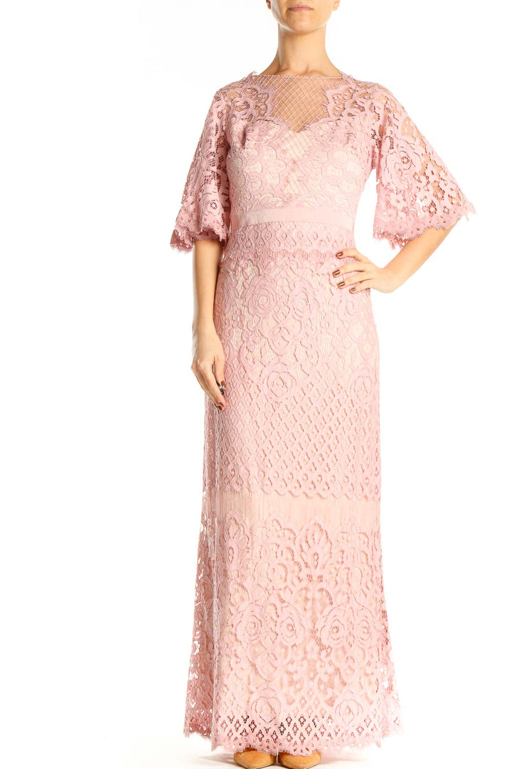 Pink Lace Column Dress