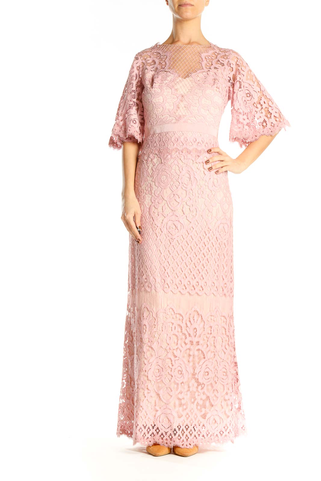 Pink Lace Column Dress