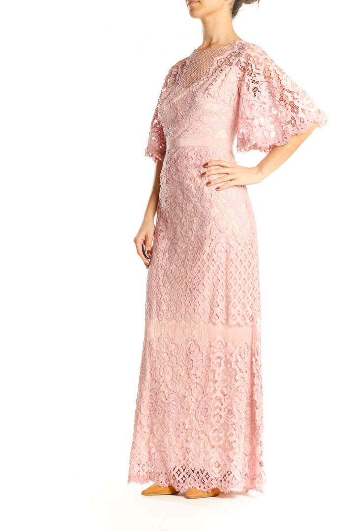 Pink Lace Column Dress