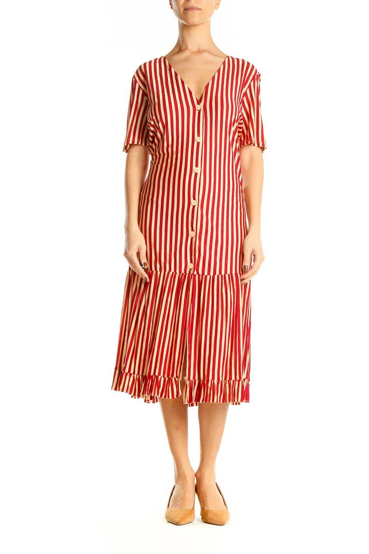 Red Striped Column Dress