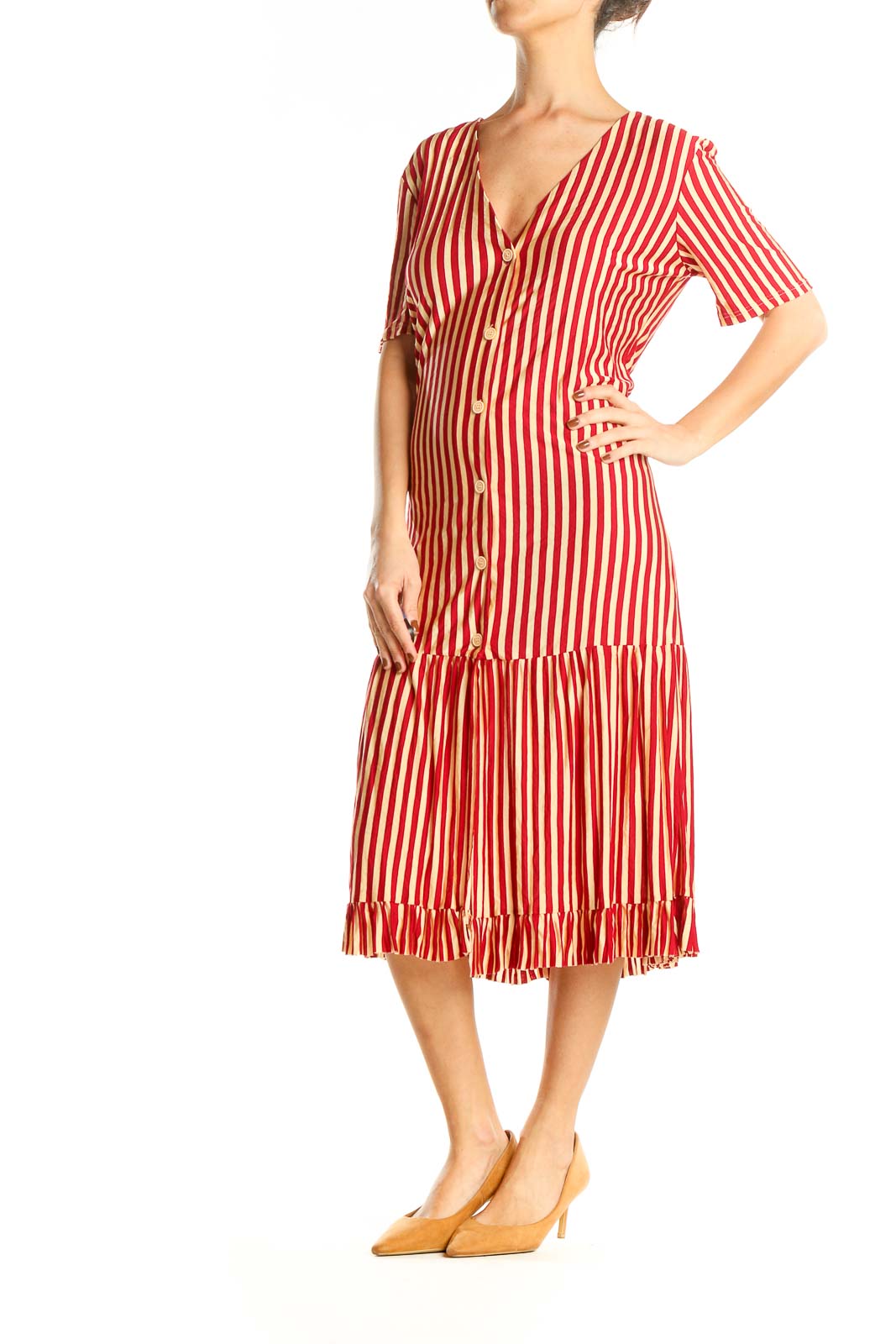 Red Striped Column Dress