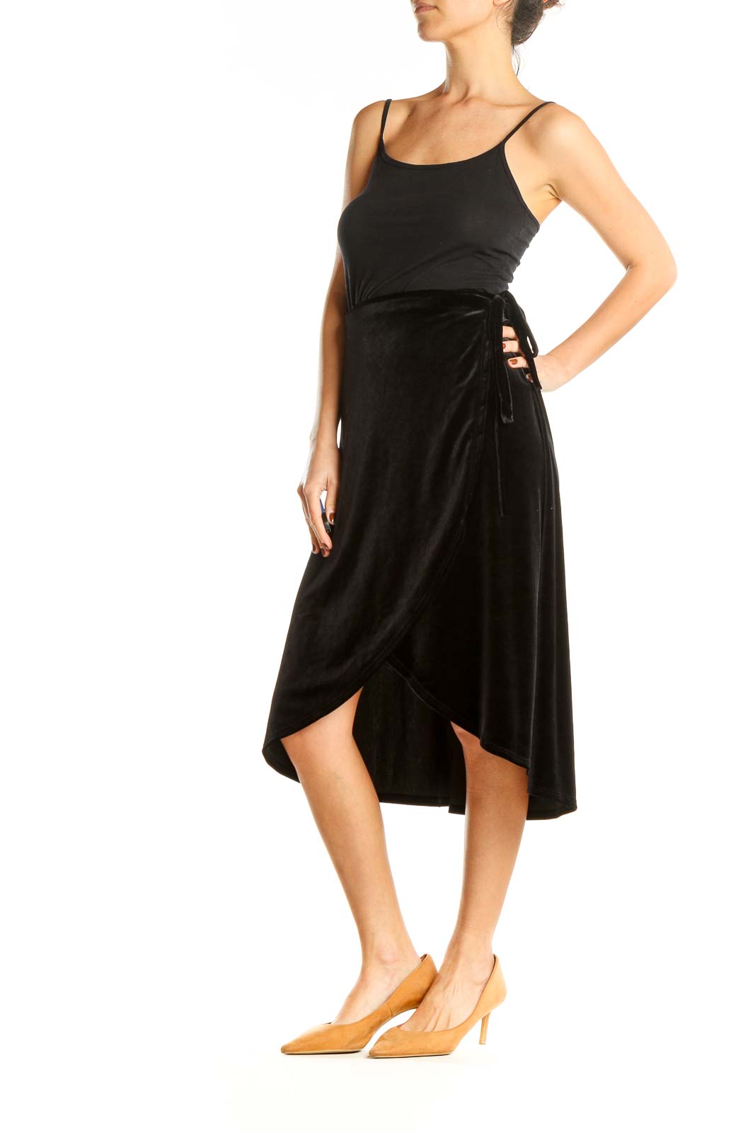 Black Textured Chic A-Line Skirt