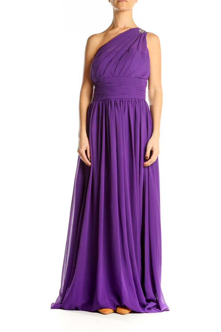 Purple One Shoulder Formal Column Dress