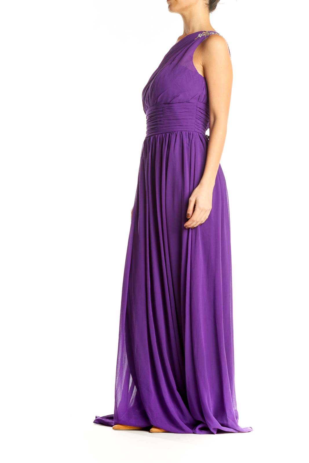 Purple One Shoulder Formal Column Dress