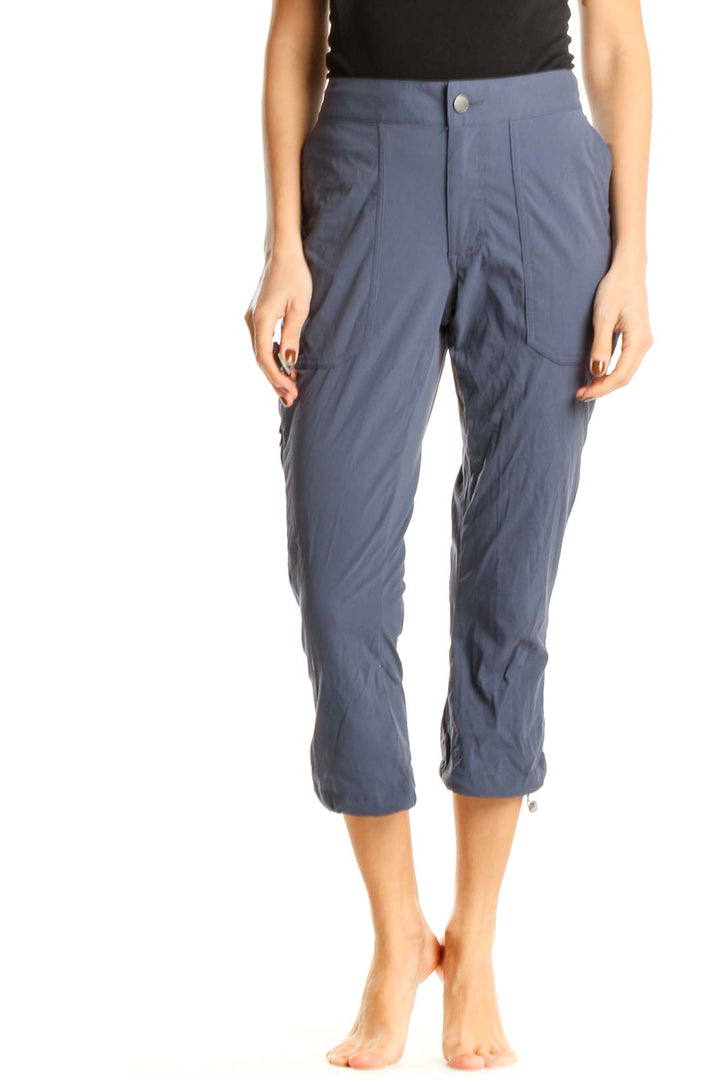 Blue Textured Activewear Cargos Pants