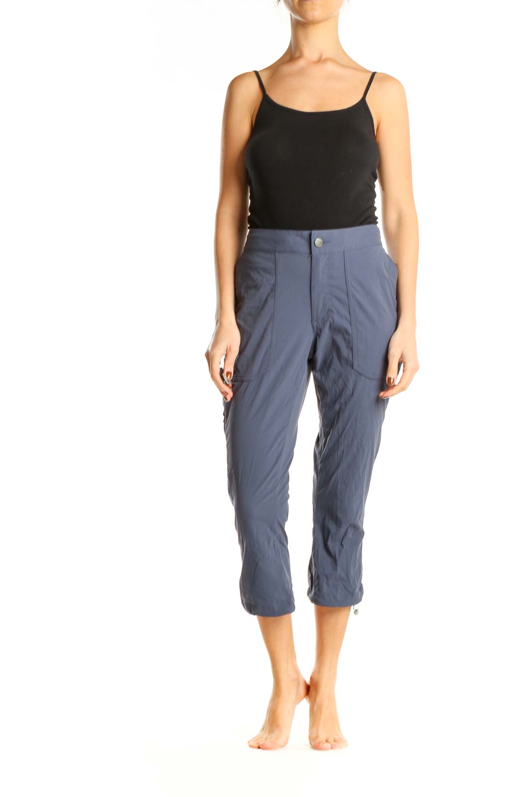 Blue Textured Activewear Cargos Pants