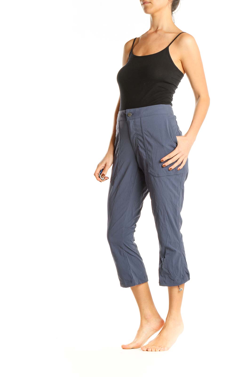 Blue Textured Activewear Cargos Pants