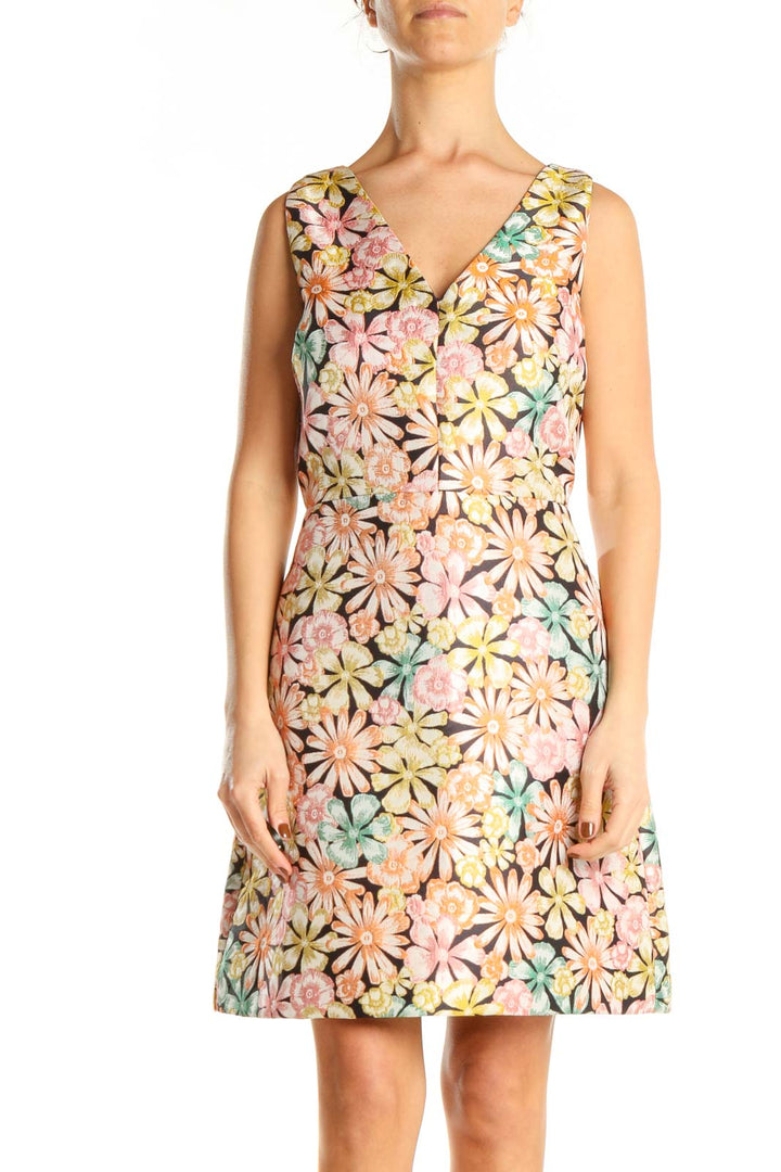 Multicolor Floral Print A-Line Dress