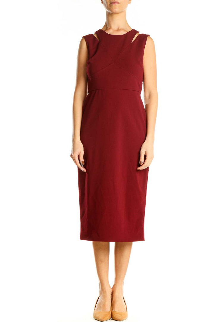 Red Work Column Dress