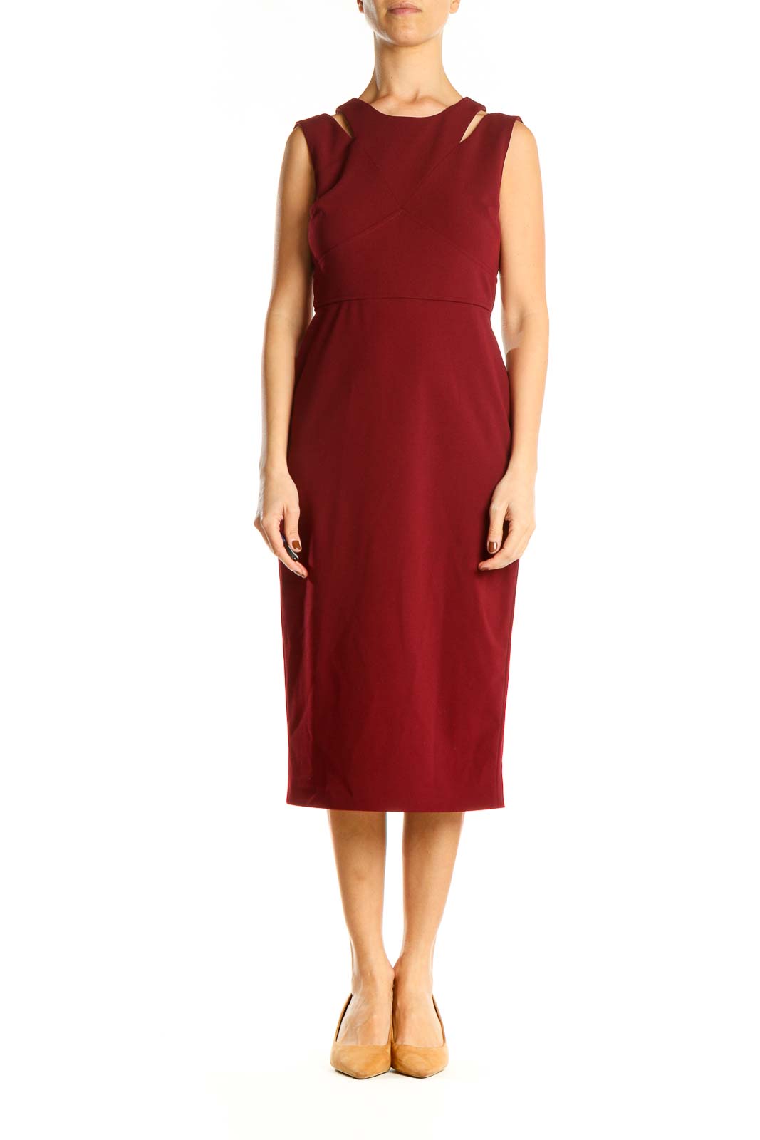 Red Work Column Dress