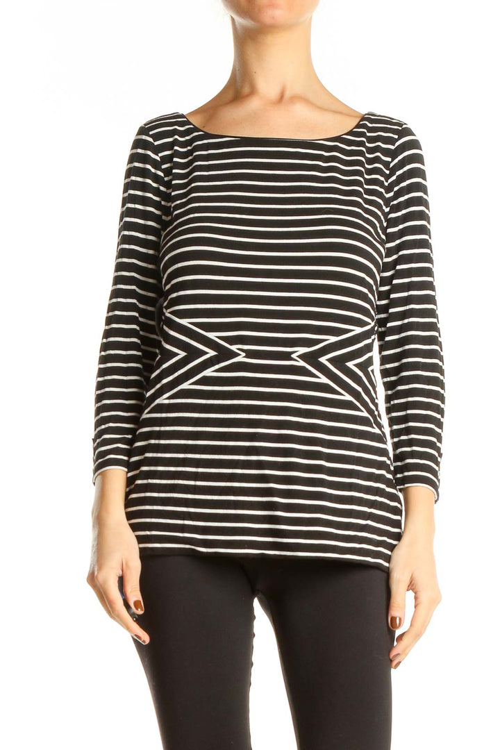 Black Striped Casual Top