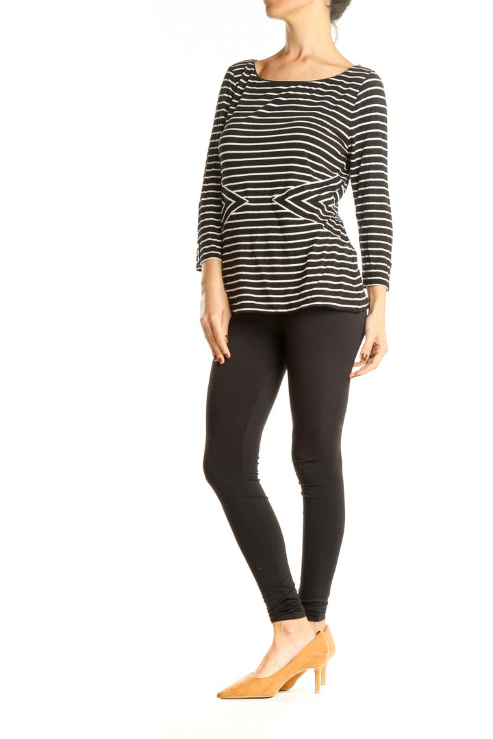 Black Striped Casual Top