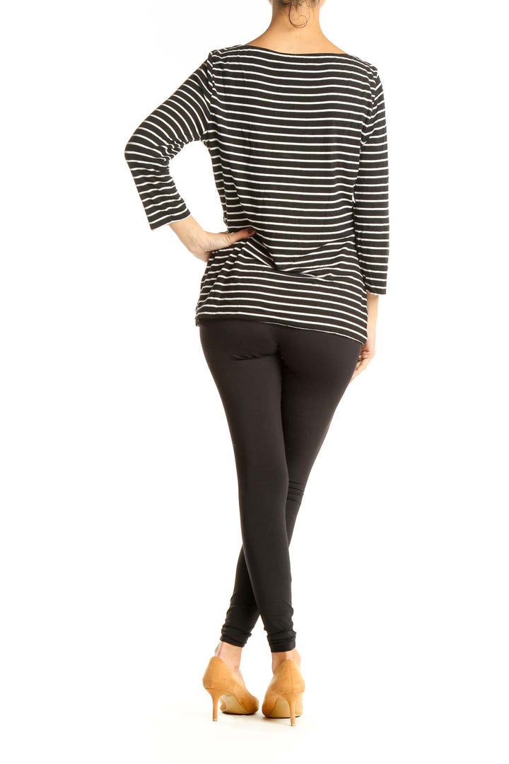 Black Striped Casual Top