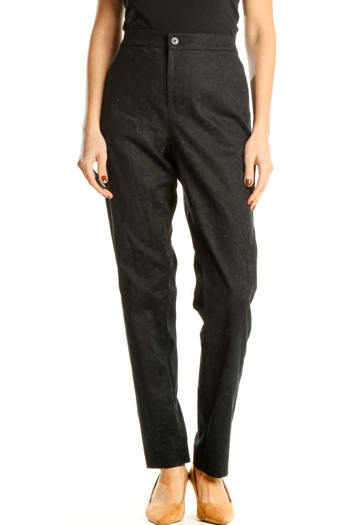 Black Textured All Day Wear Trousers