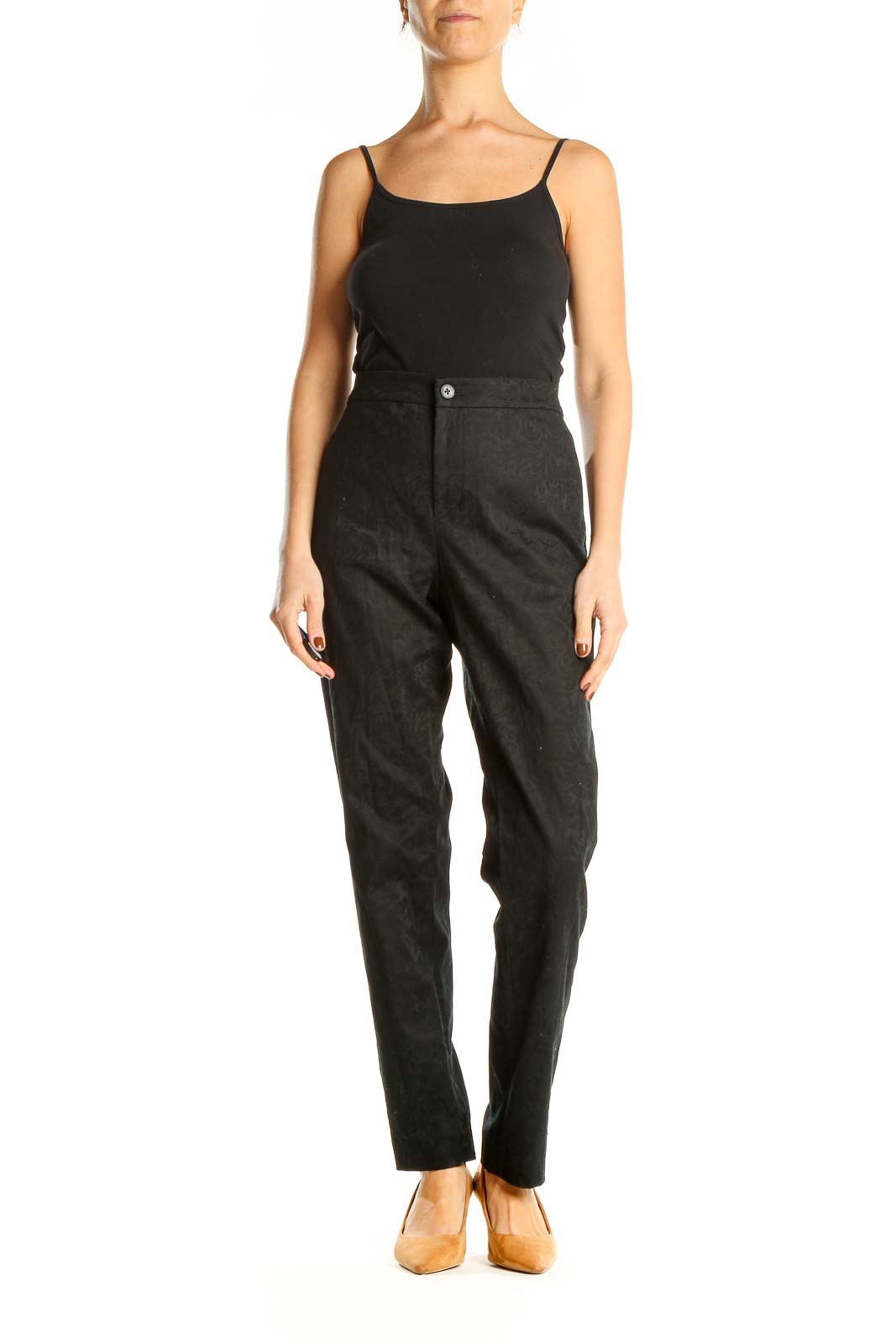 Black Textured All Day Wear Trousers