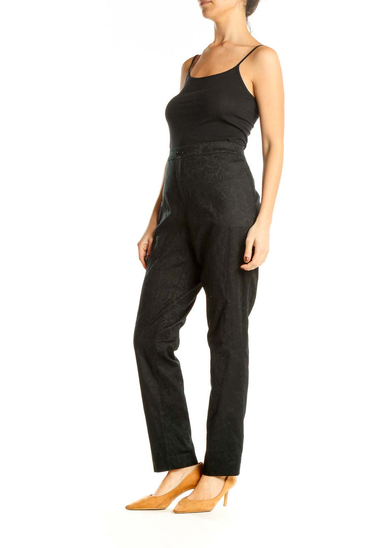 Black Textured All Day Wear Trousers