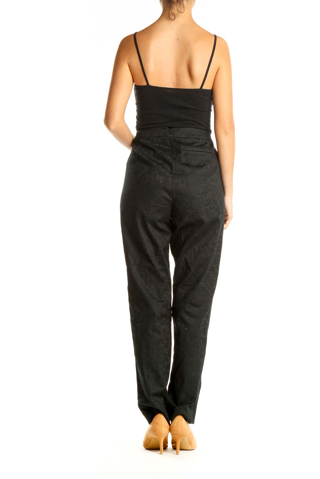 Black Textured All Day Wear Trousers