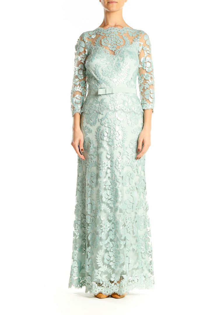 Blue Lace Column Dress