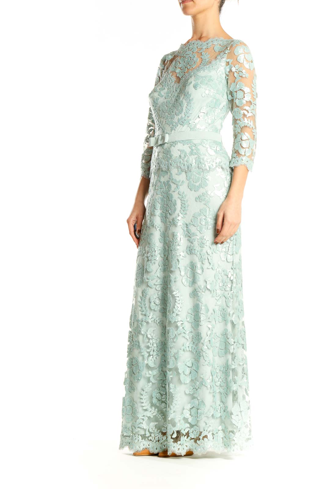 Blue Lace Column Dress