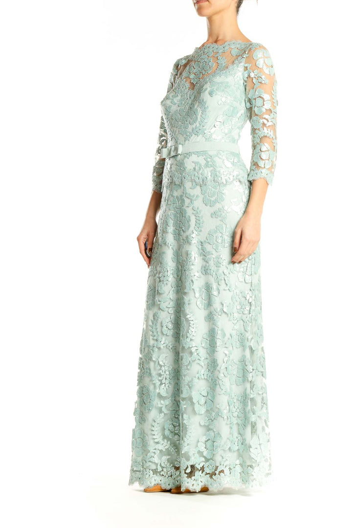 Blue Lace Column Dress