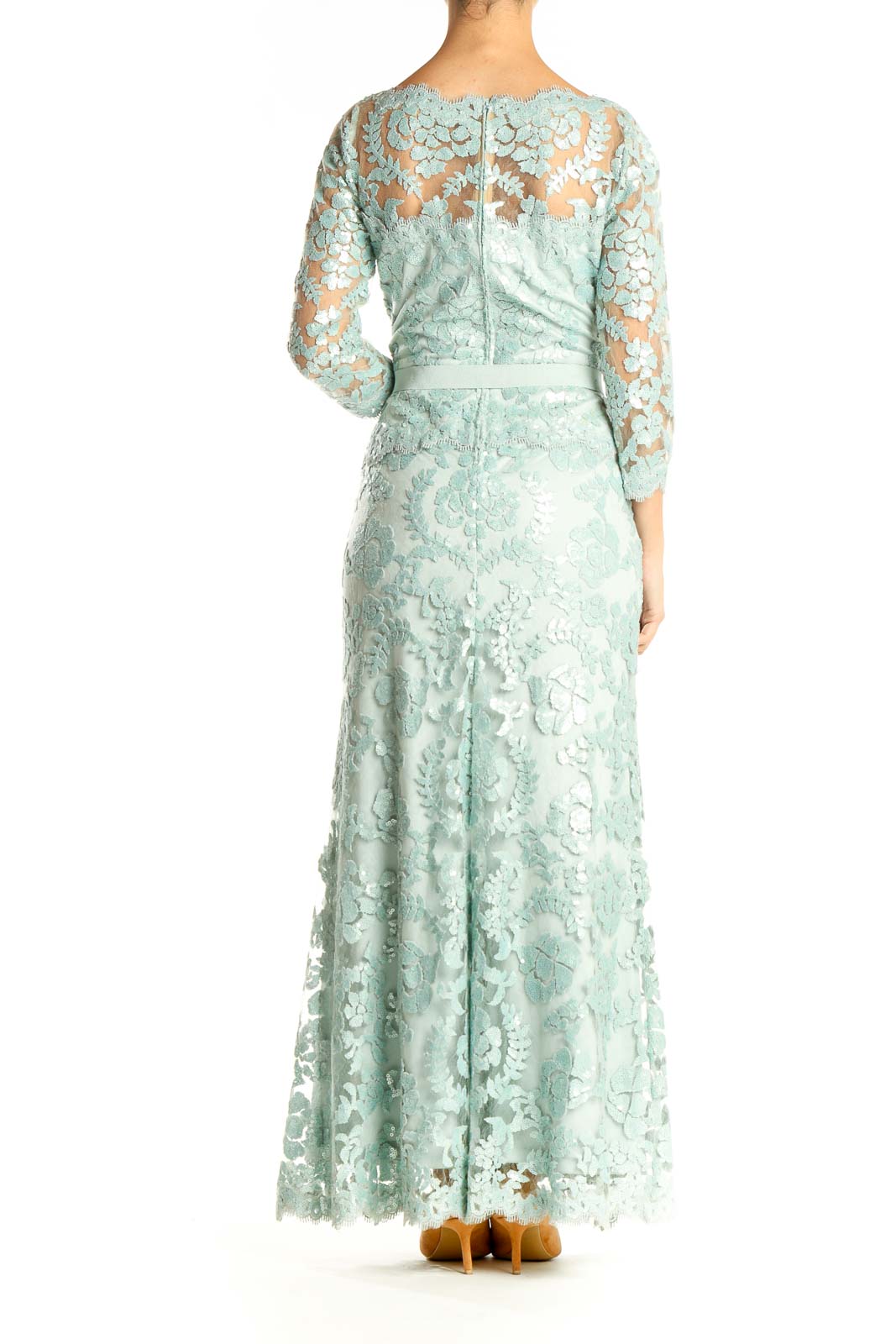 Blue Lace Column Dress