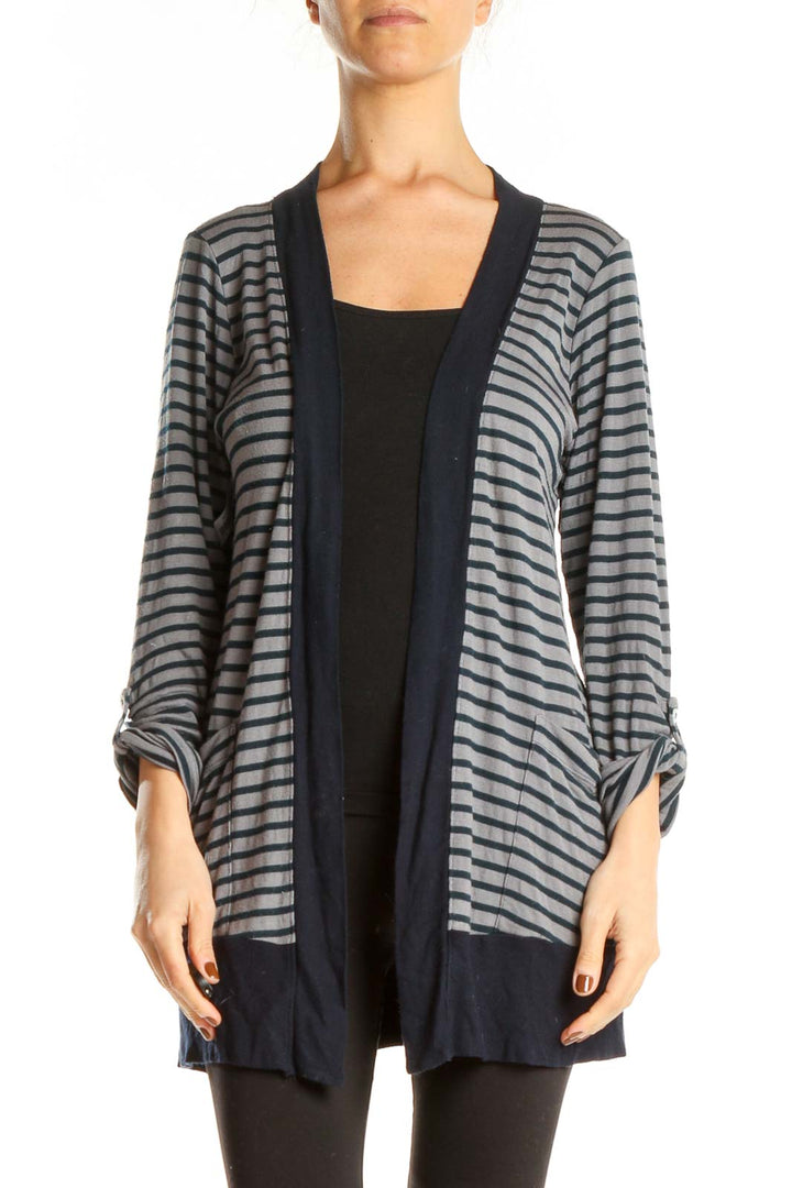 Blue Striped Cardigan