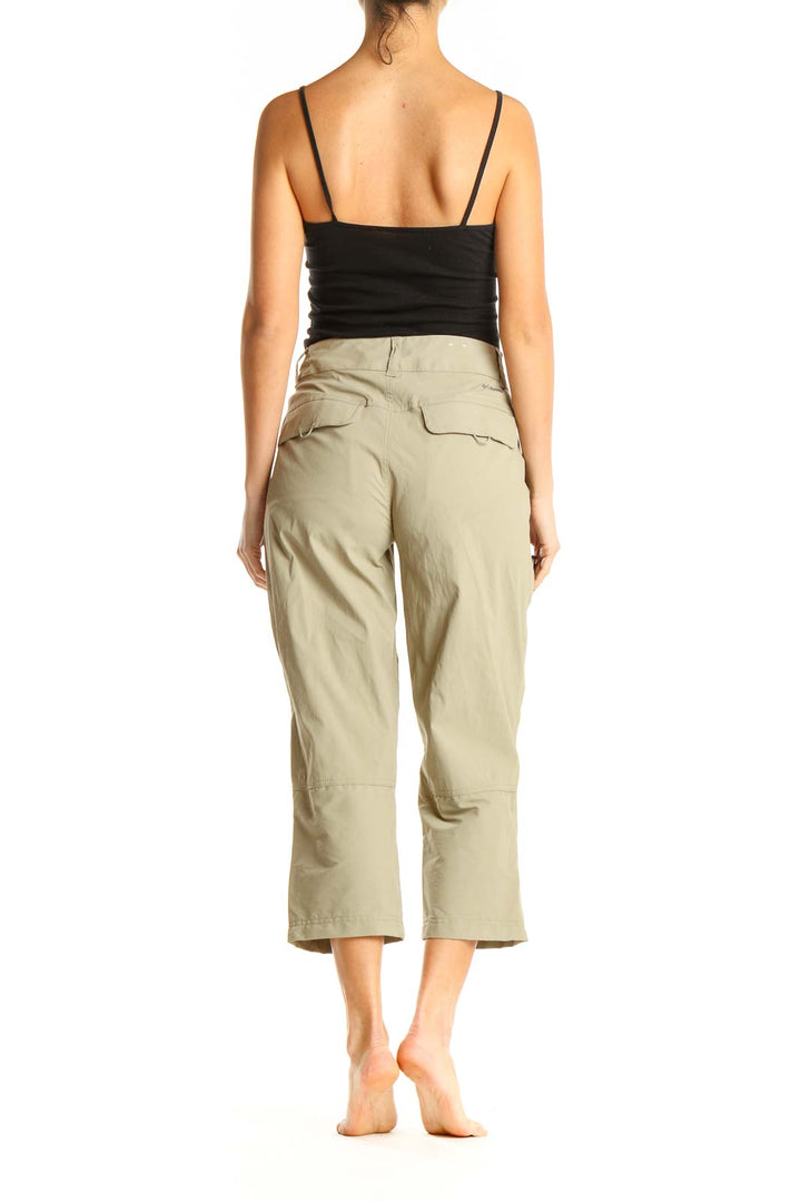 Beige Textured Casual Cargos Pants