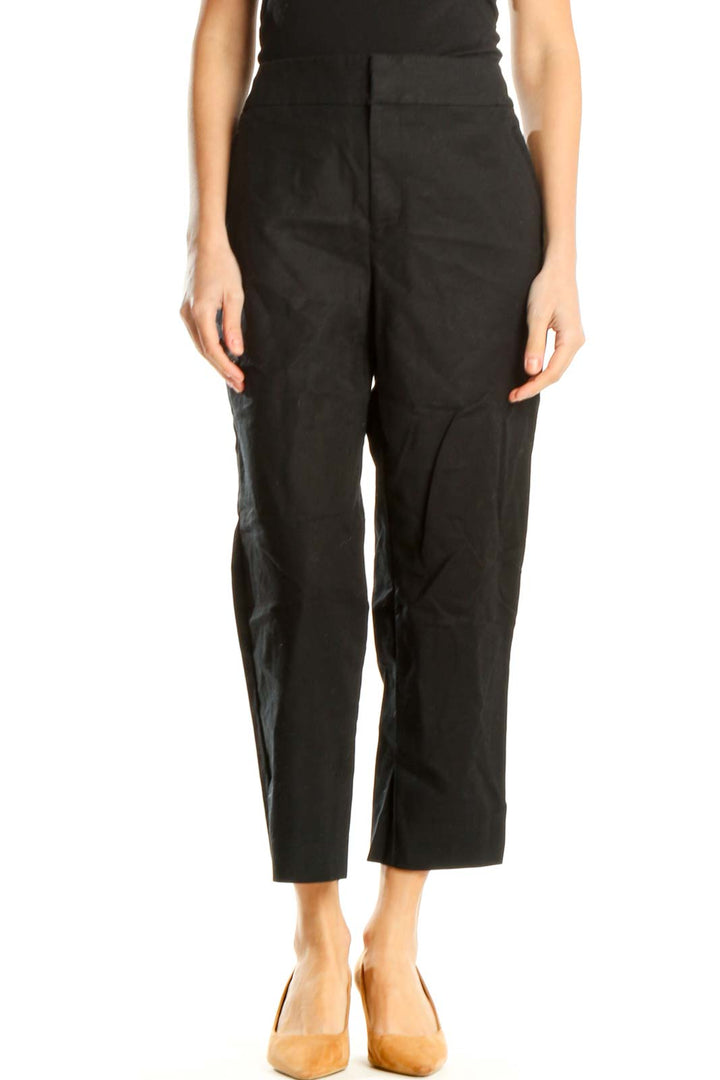 Black Textured All Day Wear Trousers