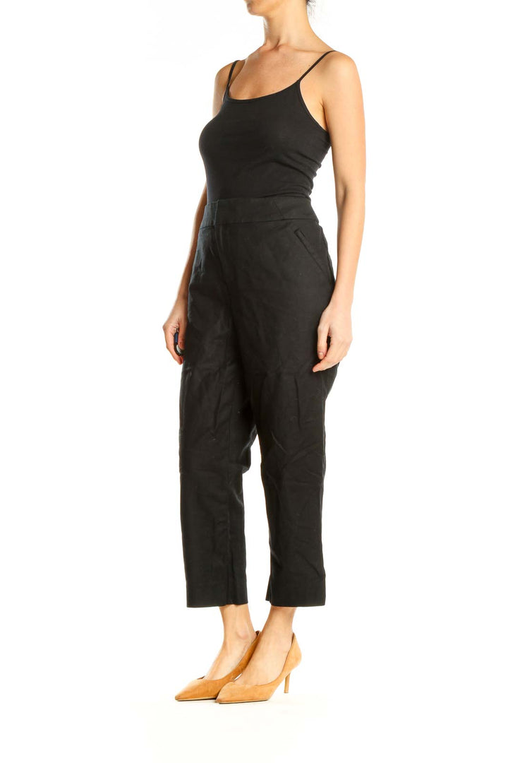 Black Textured All Day Wear Trousers