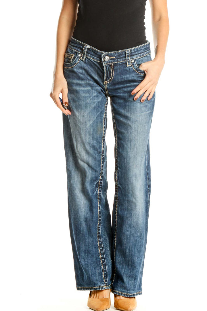 Blue Retro Low Waisted Jeans