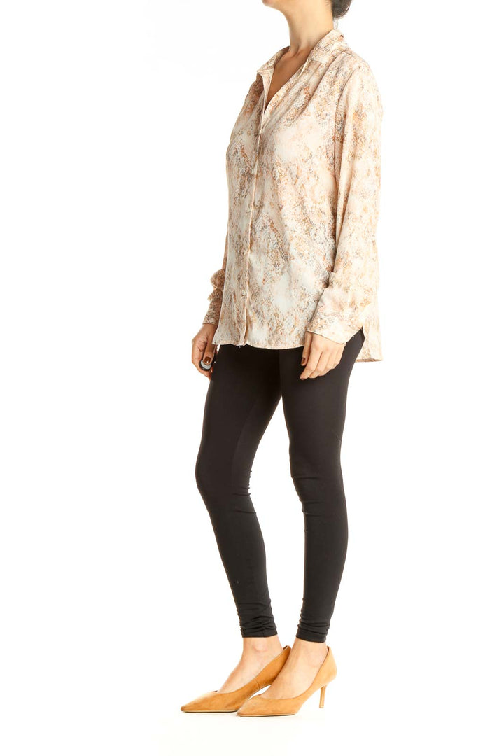 Beige Animal Print Retro Top