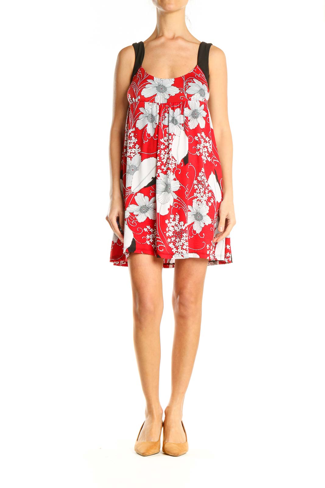 Red Floral Print Holiday Dress