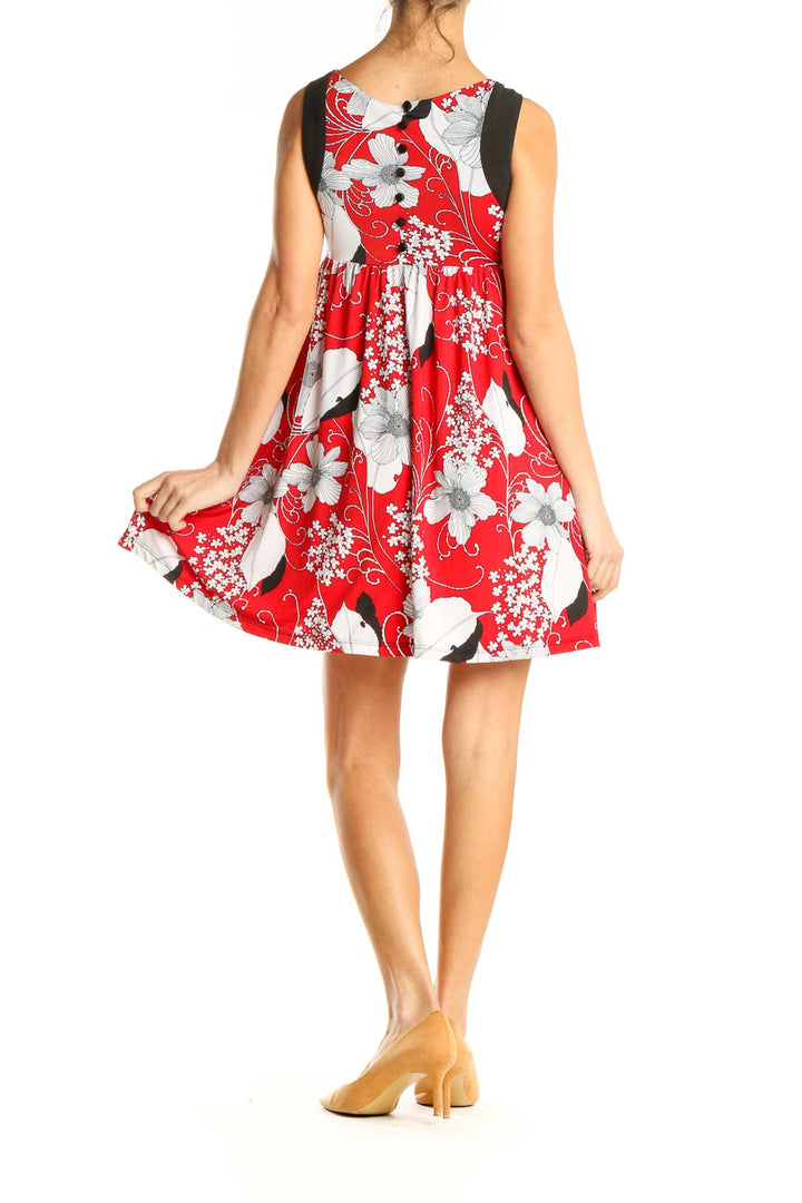 Red Floral Print Holiday Dress