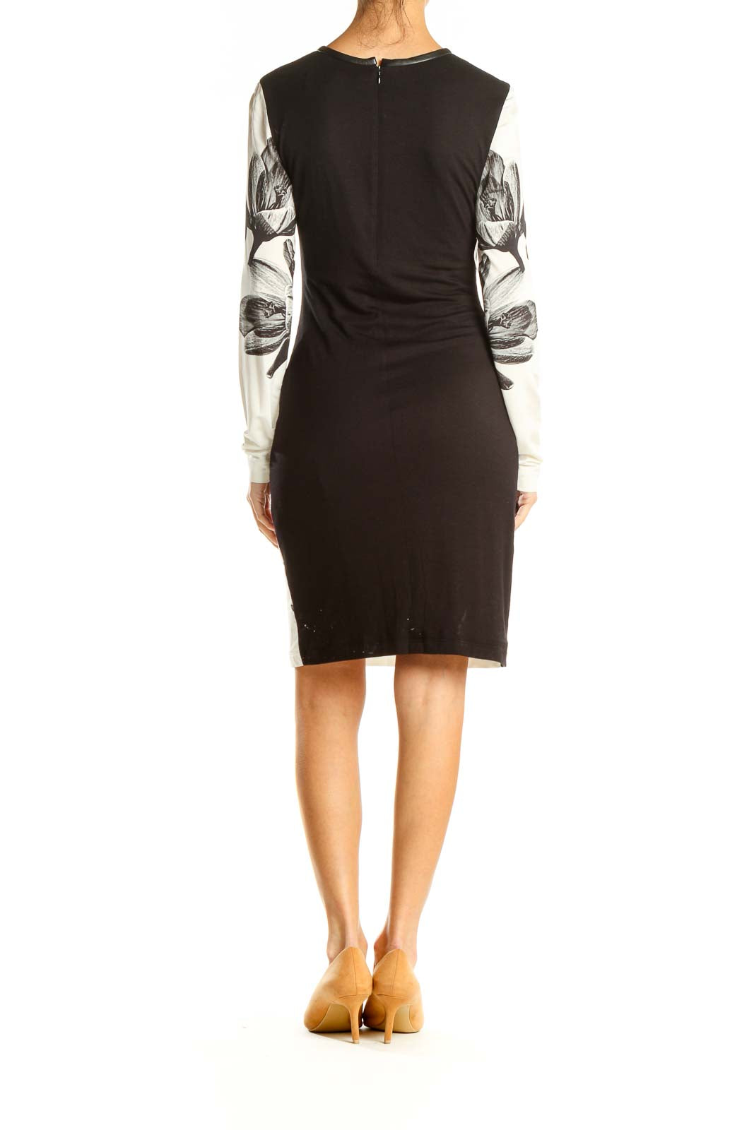 White Graphic Print Sheath Dress