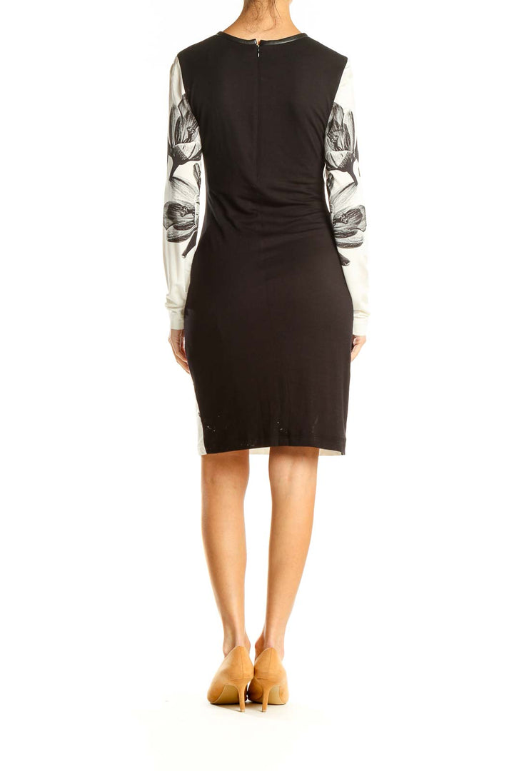 White Graphic Print Sheath Dress