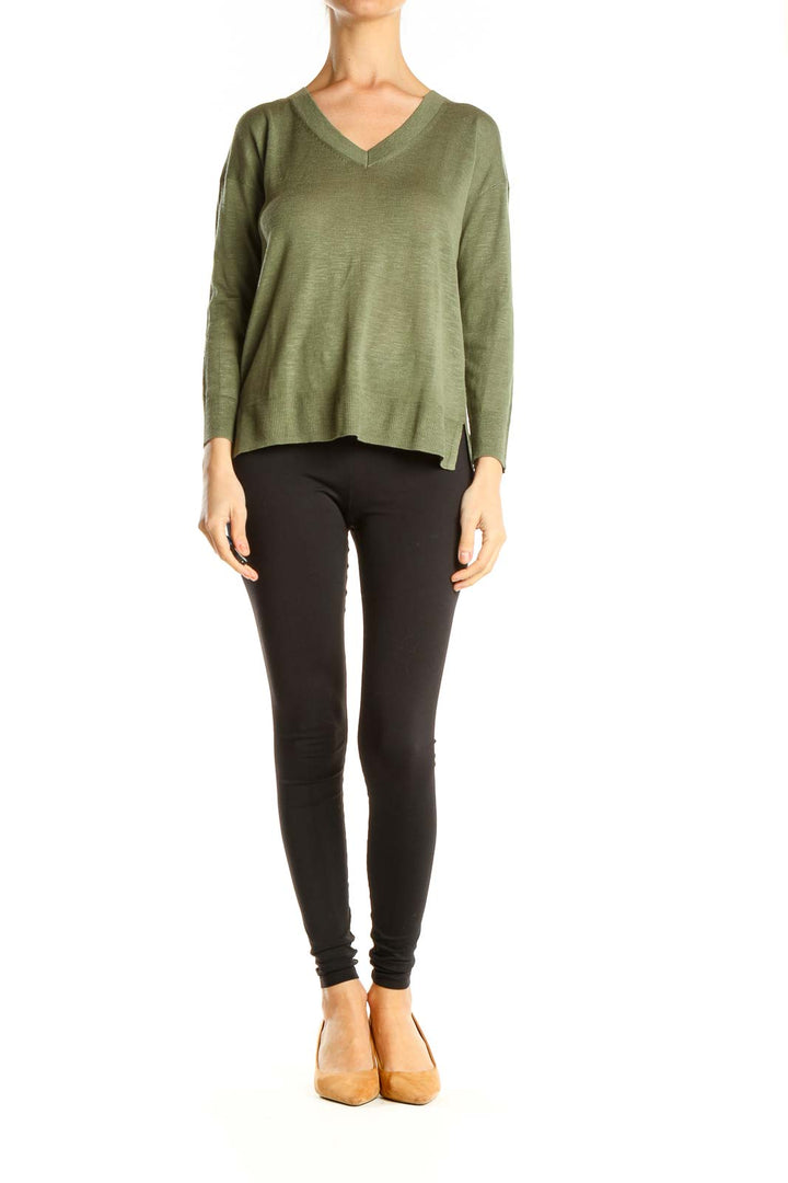 Green All Day Wear Long Sleeve Top