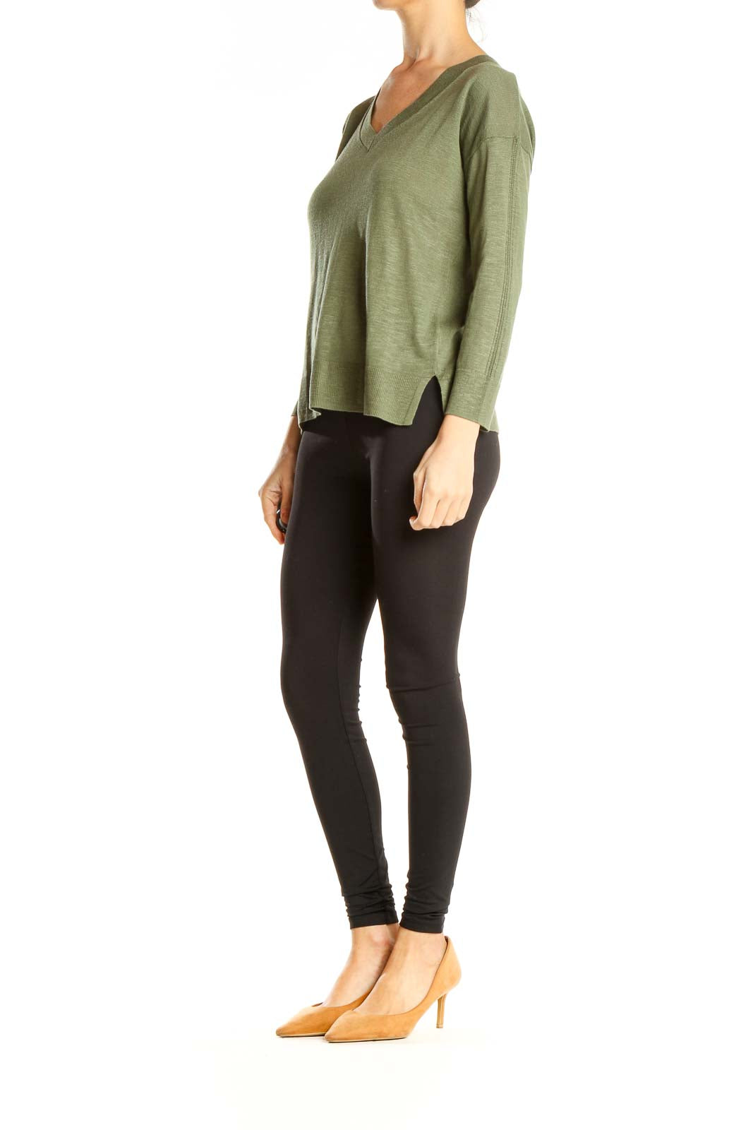 Green All Day Wear Long Sleeve Top