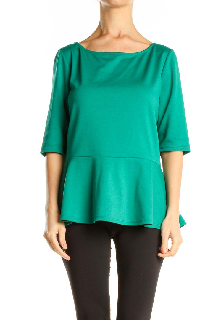 Green Peplum All Day Wear Top