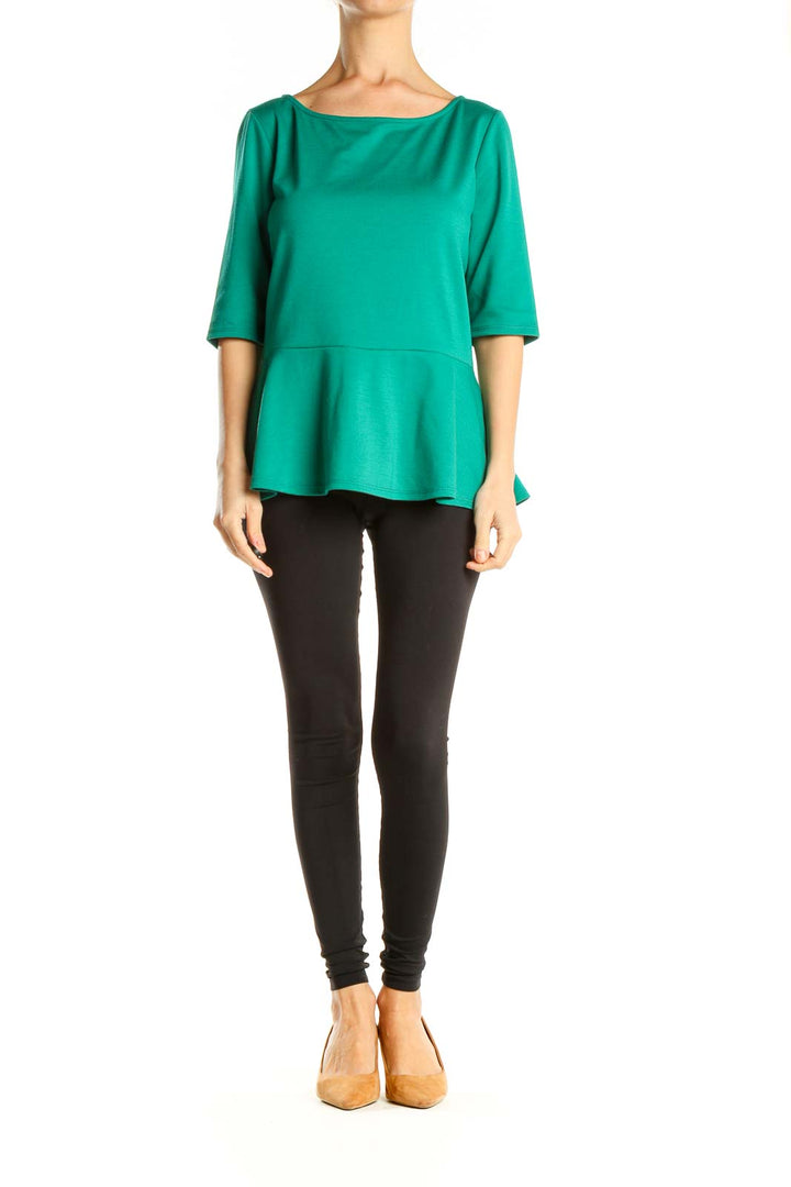 Green Peplum All Day Wear Top