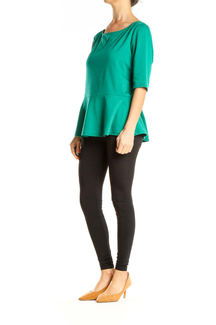 Green Peplum All Day Wear Top