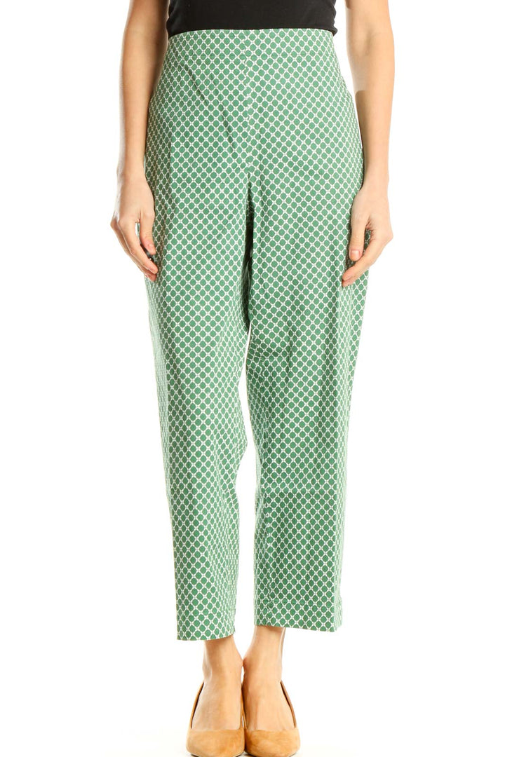 Green Printed Casual Trousers