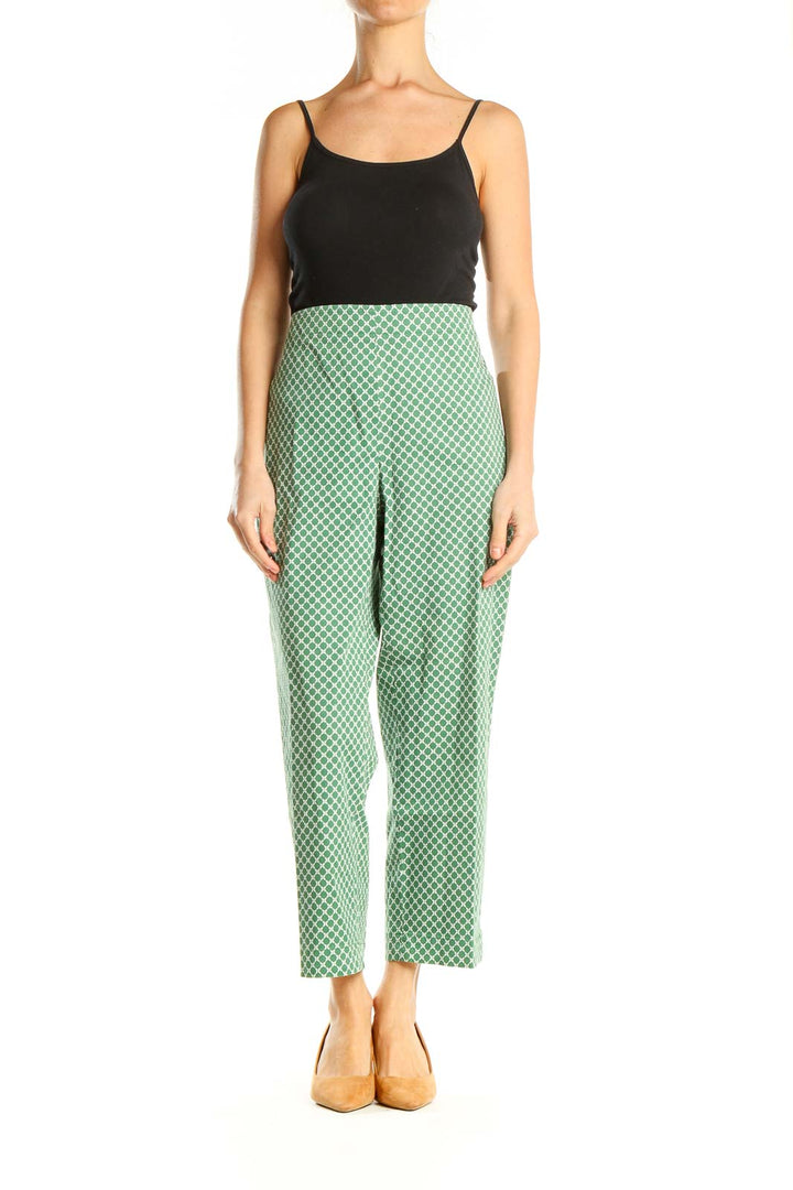 Green Printed Casual Trousers