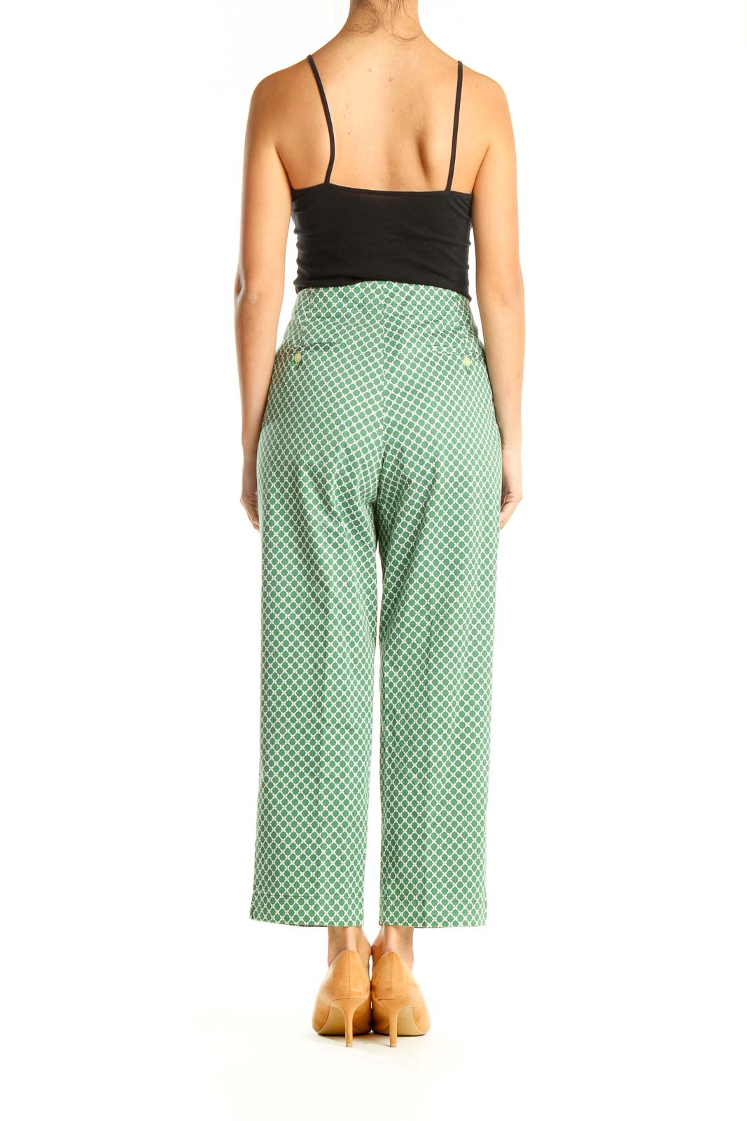 Green Printed Casual Trousers