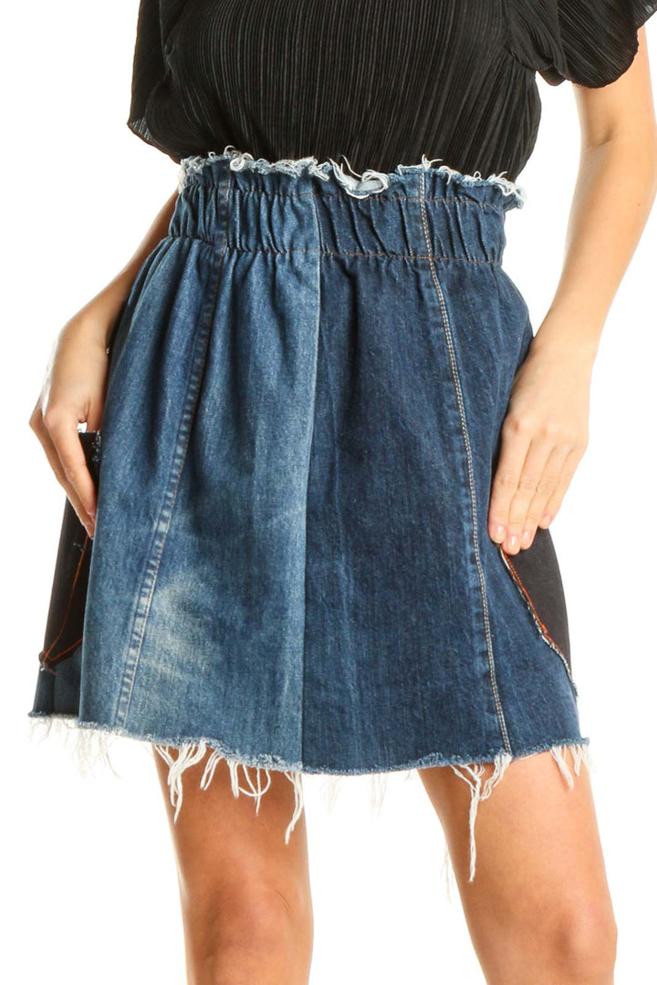Reworked: Scrunch waist skirt with side pockets and raw finish