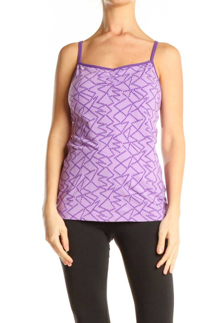 Purple Printed Activewear Top