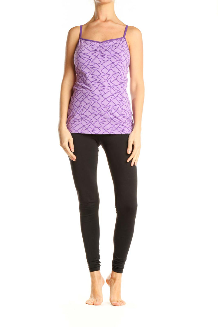 Purple Printed Activewear Top