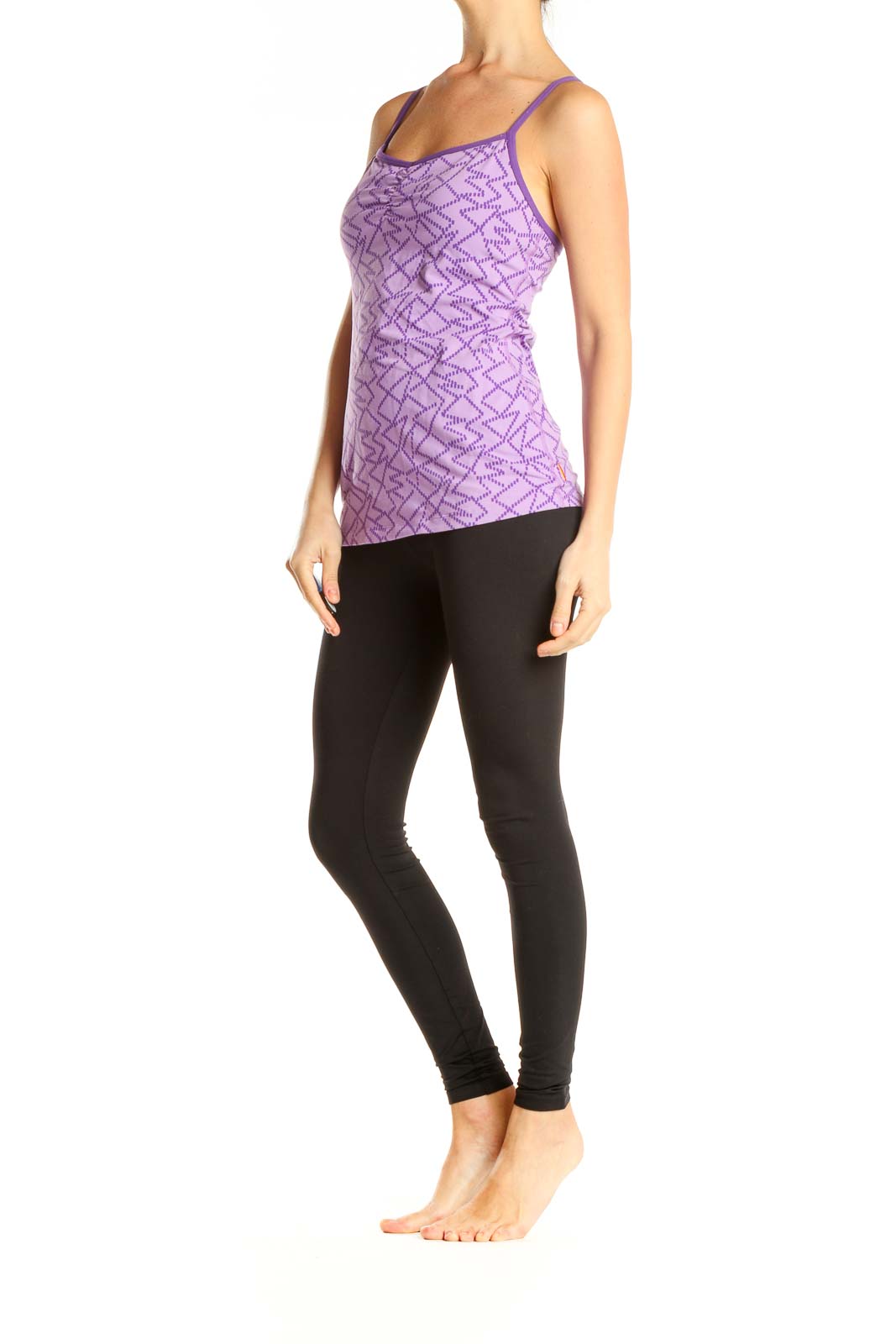 Purple Printed Activewear Top