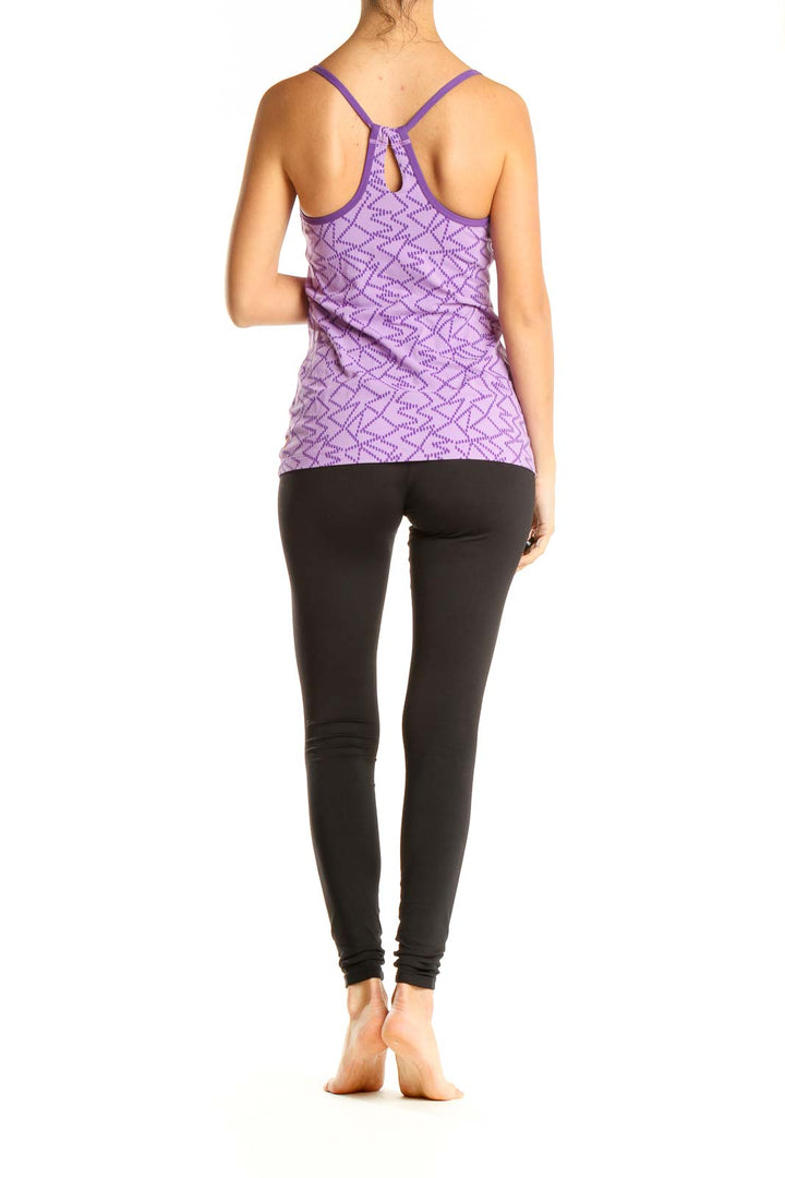 Purple Printed Activewear Top